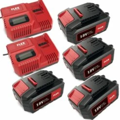 FLEX Akku Pro Set Plus 4 Akkus + 2 Ladegerät 18 V